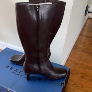 Brown leather tall boots